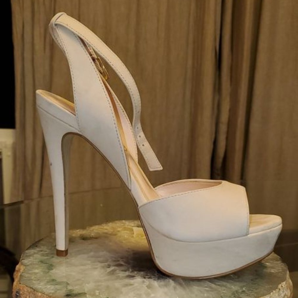 Aldo Faux Suede Beige Platform Heels